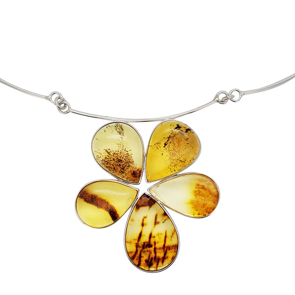 Flower Natural Amber Handmade Necklace