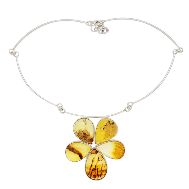 Flower Natural Amber Handmade Necklace