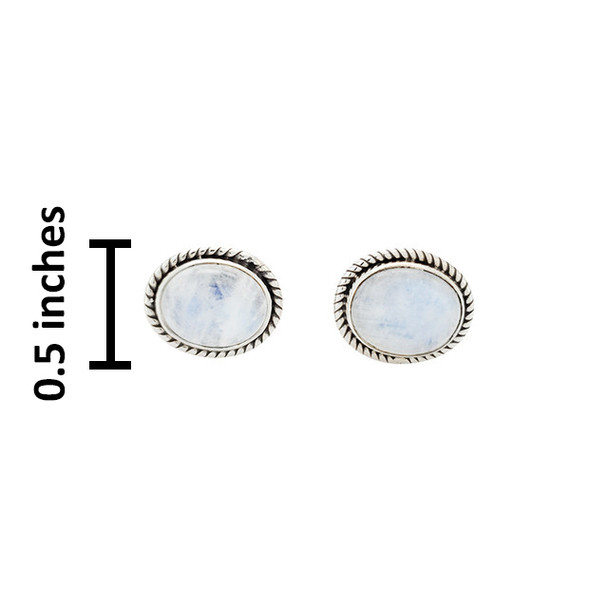 Large Moonstone Stud Silver Earrings