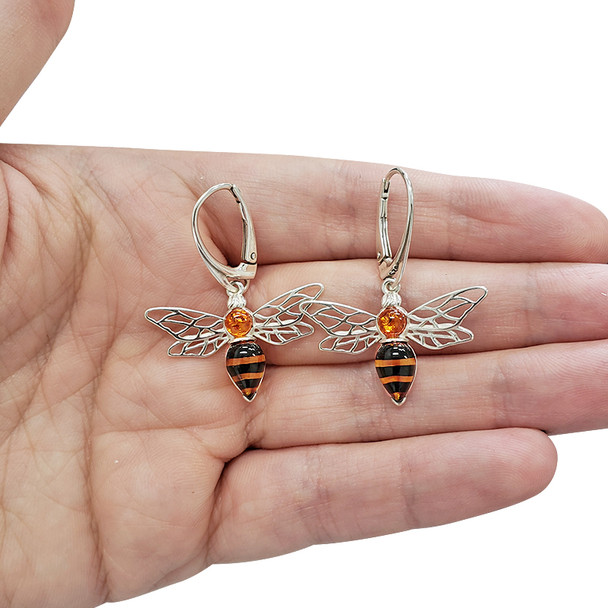 Bee Cameo Silver Earrings On Hooks