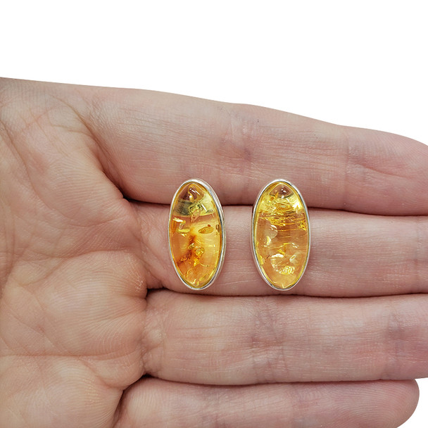 Citrine Amber Silver Earrings Stud Earrings
