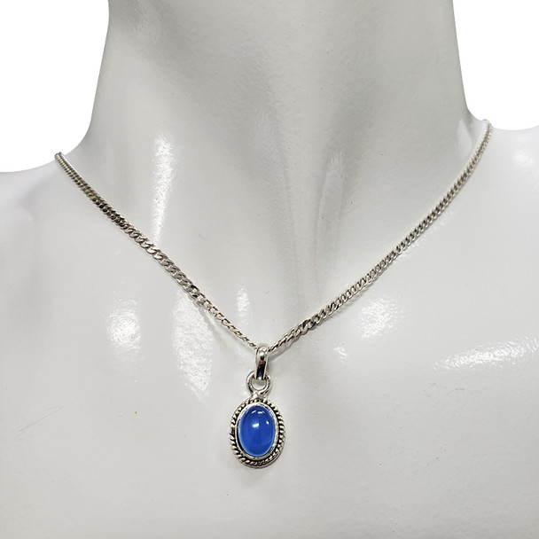 Blue Chalcedony Silver Pendant