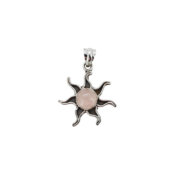 Sun Rose Quartz Silver Pendant