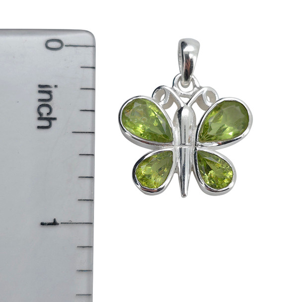 Faceted Peridot Sterling Silver Butterfly Pendant