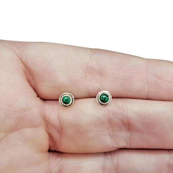 Malachite Silver Stud Earrings