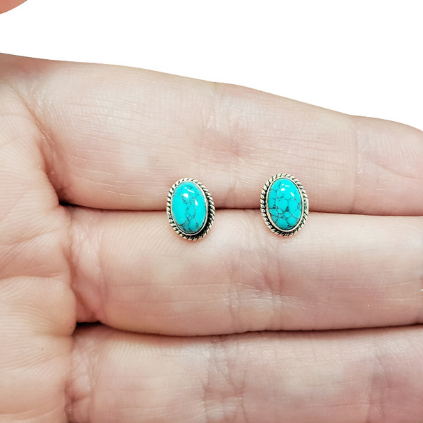 Howlite Stud Silver Earrings