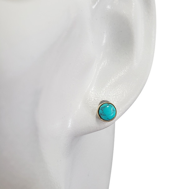 Round Stud Howlite Silver Earrings