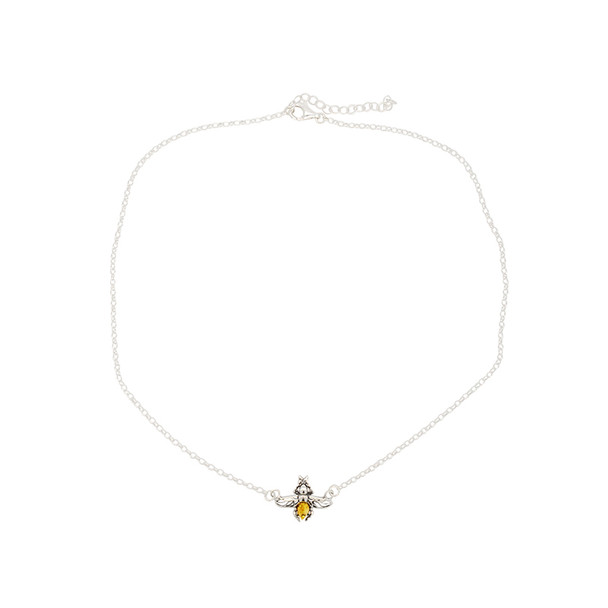 Bee Citrine¬†Amber Silver Necklace
