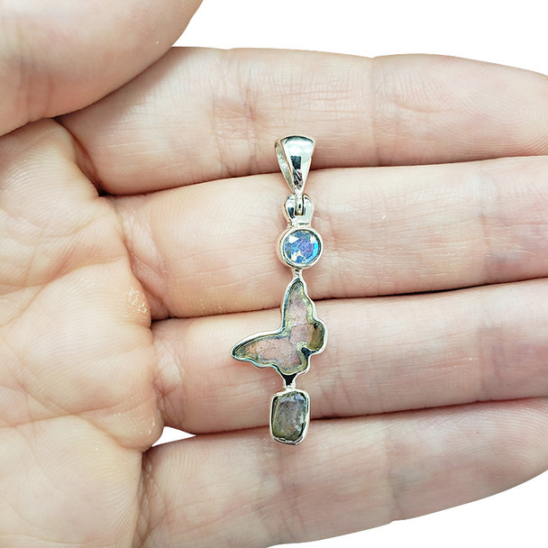 Labradorite Butterfly Silver Pendant