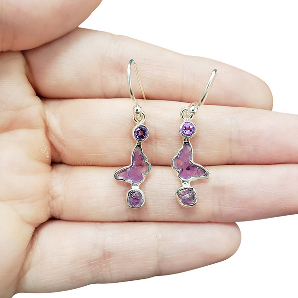 Amethyst Butterfly Silver Earrings