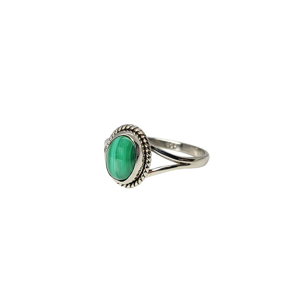 Malachite Stone Sterling Silver Ring