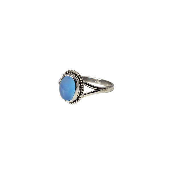 Blue Chalcedony Stone Sterling Silver Ring
