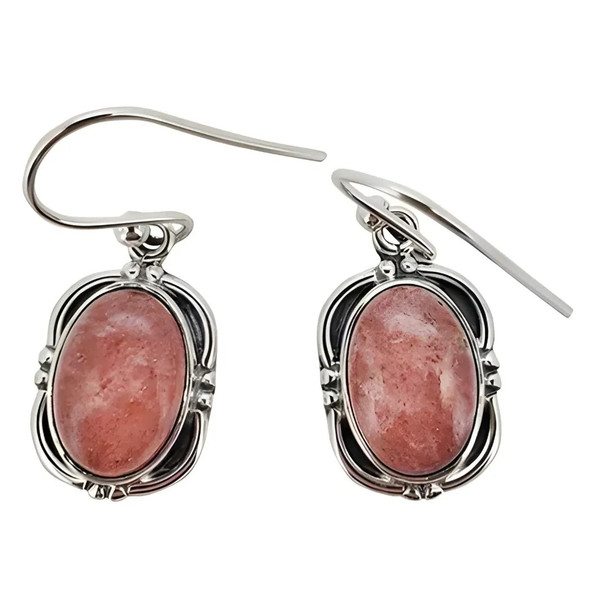 Cherry Quartz Sterling Silver Earrings On Hooks