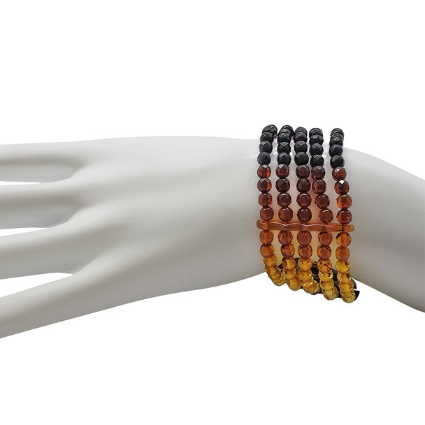 Faceted Multi Color Amber Beaded Bracelet 5 Strings