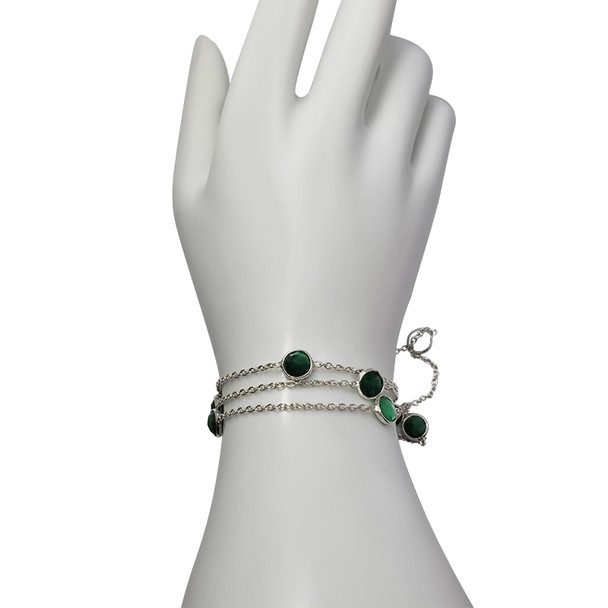 24" Emerald Stone Sterling Silver Necklace