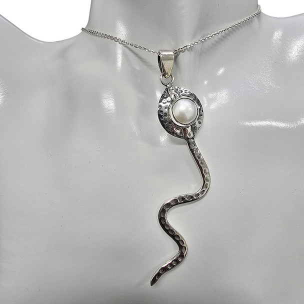 Pearl Sterling Silver Snake Pendant