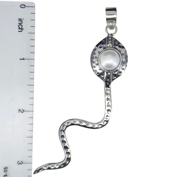 Pearl Sterling Silver Snake Pendant
