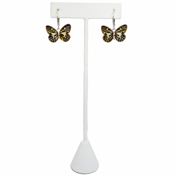 Cameo Amber Butterfly Earrings On Hooks