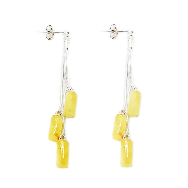 Butterscotch Amber .925 Sterling Silver Post Dangle Earrings