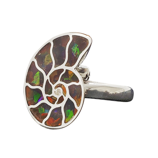 Ammolite Sterling Silver Adjustable Ring