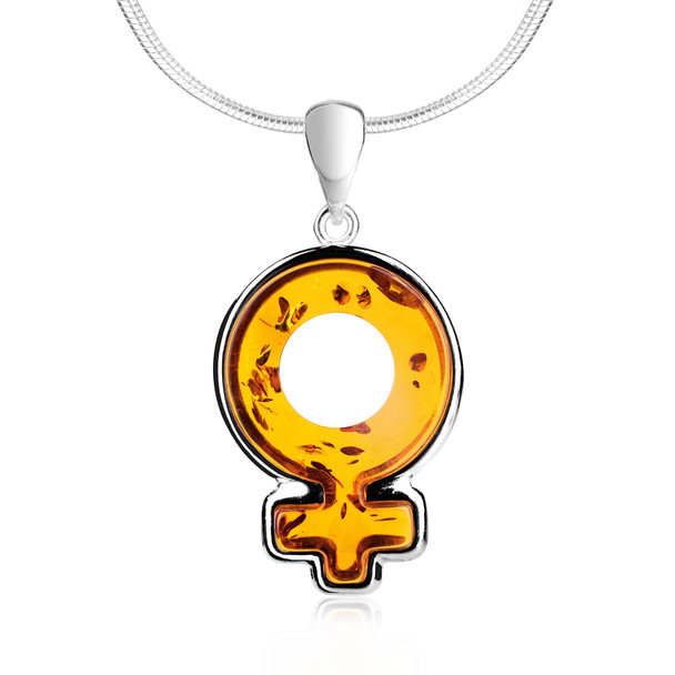 Female Gender Symbol Amber Pendant