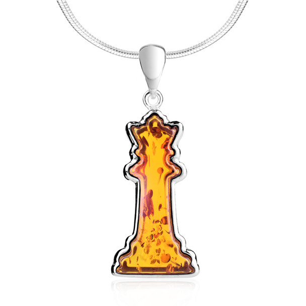 Chess Queen Amber Pendant