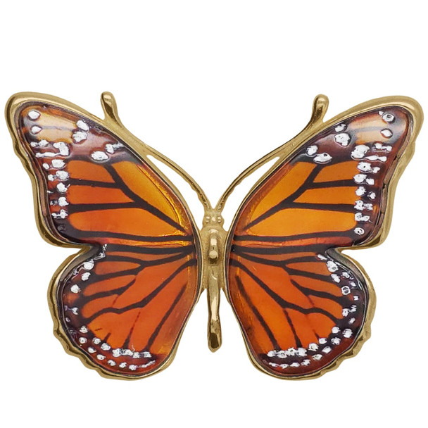 Cameo Amber Gold Plated Silver Monarch Butterfly Pendant