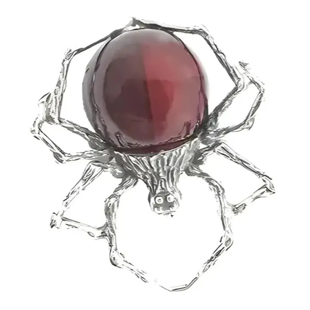Cherry Amber Sterling Silver Spider Pin/Brooch