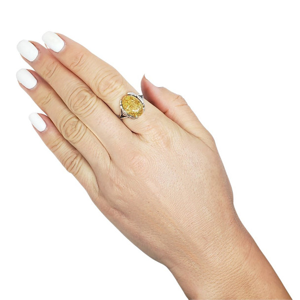 Dragonfly Citrine Amber Sterling Silver Ring