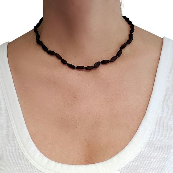 Cherry Amber Beaded Necklace 17"