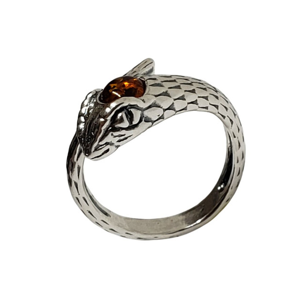Cognac Amber Adjustable Snake Ring