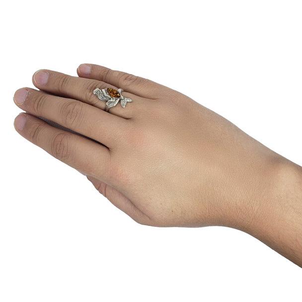 Cognac Amber Mermaid Adjustable Ring