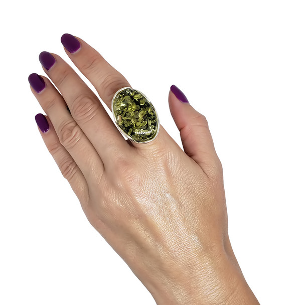 Handmade Amber Ring in Sterling Silver
