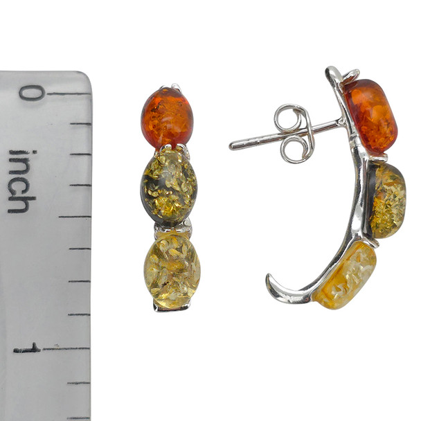 Multicolor Amber Hoop Style Earrings