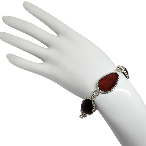 Cherry Amber Sterling Silver Handmade Bracelet