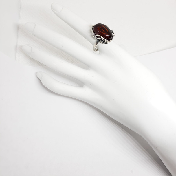 Cherry Amber Handmade Leaf Design Ring