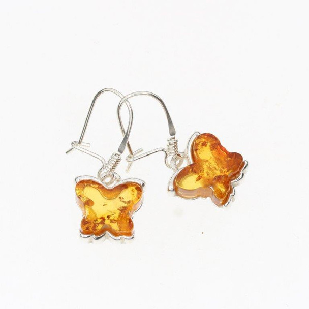 Cognac Amber Butterfly & .925 Sterling Silver