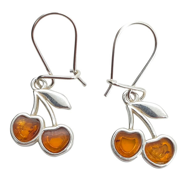 Cherry Silver Earrings On Hooks
