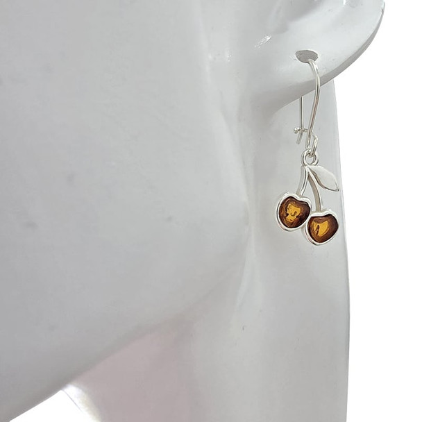 Cherry Silver Earrings On Hooks