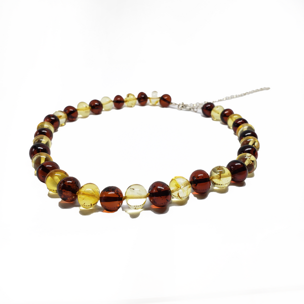 Multicolor Amber Beaded Necklace 15"