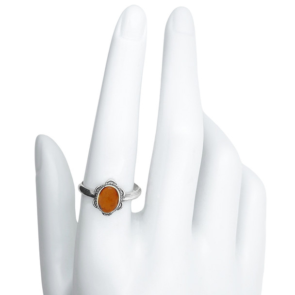 Cherry Amber Flower Design Ring