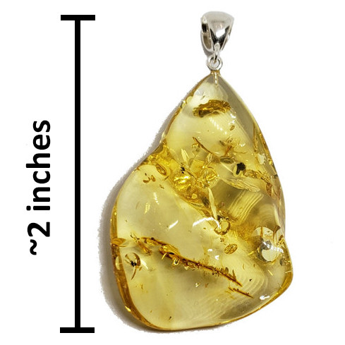 Amber Free-Form Sterling Silver Wave Design Pendant