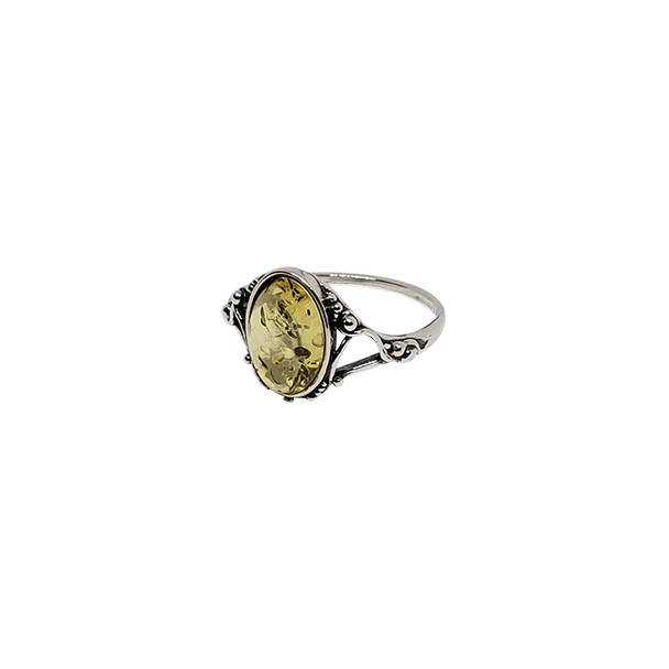 Citrine Amber Sterling Silver Ring
