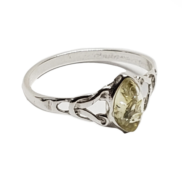 Citrine Amber Celtic Style Sterling Silver Ring
