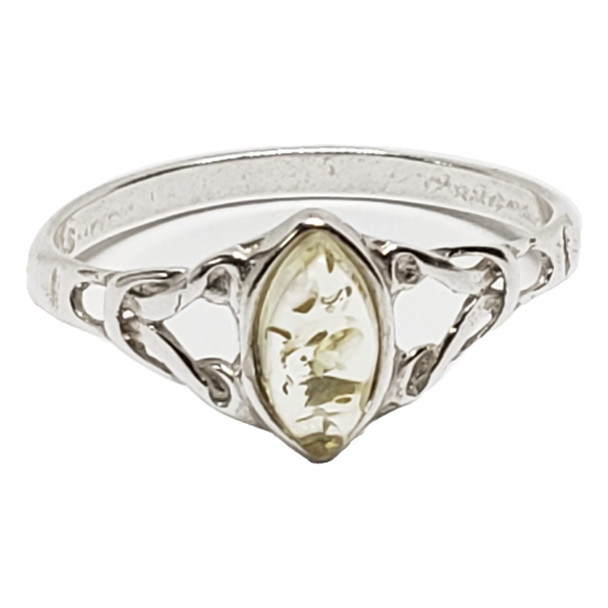 Citrine Amber Celtic Style Sterling Silver Ring
