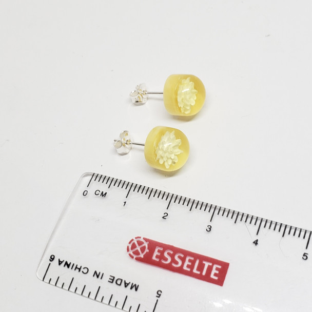 Citrine Amber Cameo Flower Stud Earrings