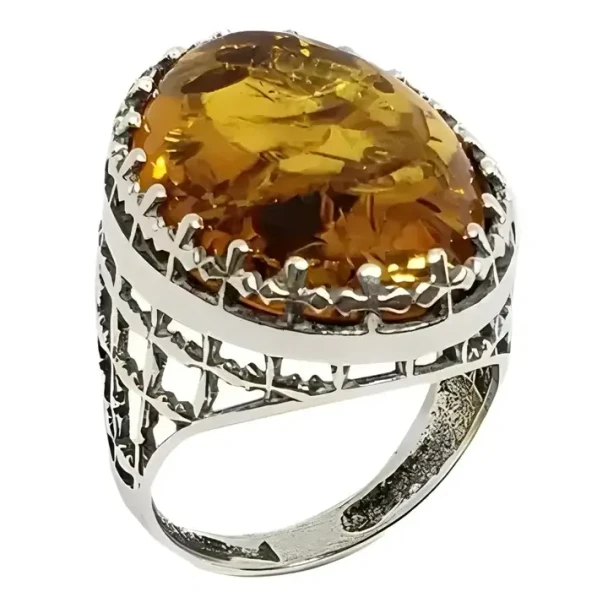 Cognac Amber Unisex Ring