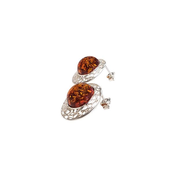 Baltic Amber Filigree Sterling Silver Earrings. Amber Jewelry