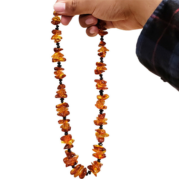 Multi-Color Amber Beaded Necklace 27"