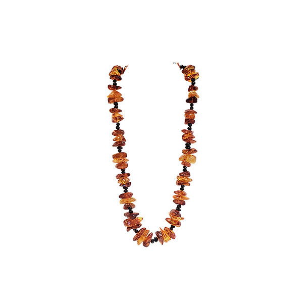 Multi-Color Amber Beaded Necklace 27"